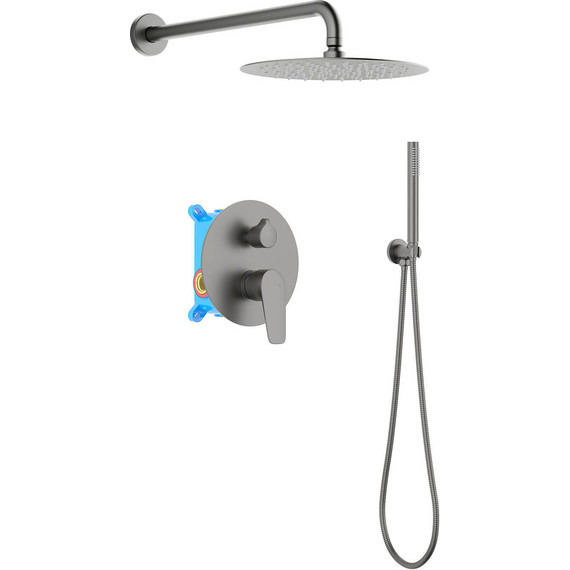 Душевая система для душа Aquatek Бетта AQ1172BGM (со скрытой частью) чёрный хром шлифованный, Цвет производителя: оружейная сталь фото 2