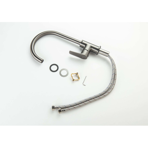 Смеситель для кухни Aquatek Бетта AQ1182BGM, чёрный хром шлифованный, Цвет производителя: оружейная сталь фото 3