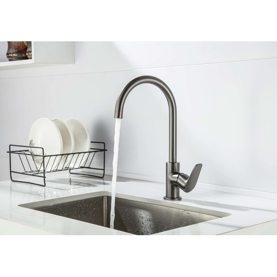 Смеситель для кухни Aquatek Бетта AQ1182BGM, чёрный хром шлифованный, Цвет производителя: оружейная сталь фото 5