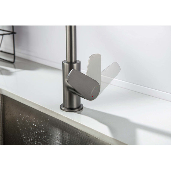 Смеситель для кухни Aquatek Бетта AQ1182BGM, чёрный хром шлифованный, Цвет производителя: оружейная сталь фото 6