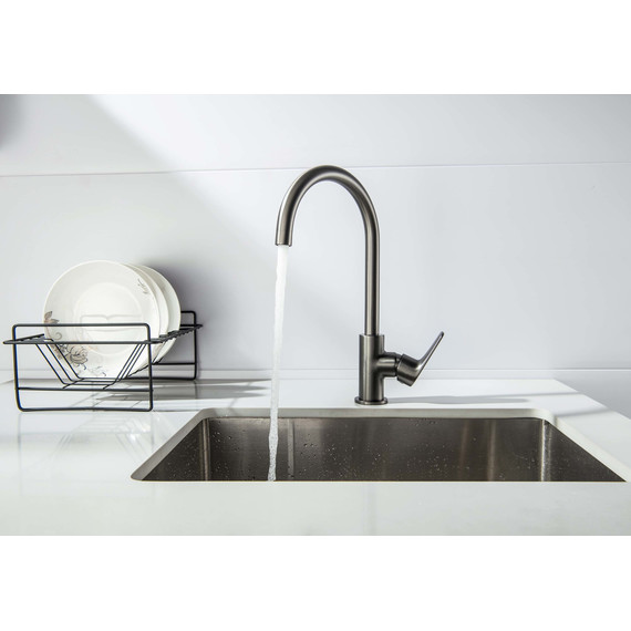 Смеситель для кухни Aquatek Бетта AQ1182BGM, чёрный хром шлифованный, Цвет производителя: оружейная сталь фото 7