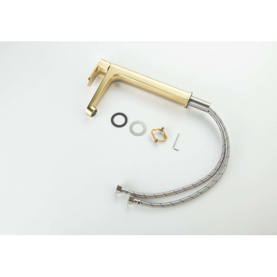 Смеситель для раковины высокий Aquatek Оберон AQ1204BG, золото шлифованное, Цвет производителя: золото шлифованное фото 3