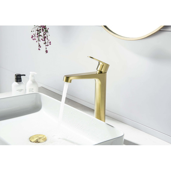 Смеситель для раковины высокий Aquatek Оберон AQ1204BG, золото шлифованное, Цвет производителя: золото шлифованное фото 6