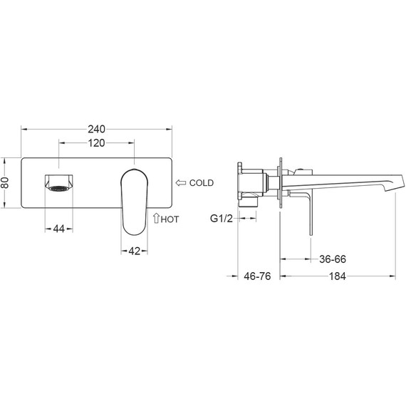 Смеситель для раковины настенный Aquatek Оберон AQ1213BG, золото шлифованное, Цвет производителя: золото шлифованное фото 3