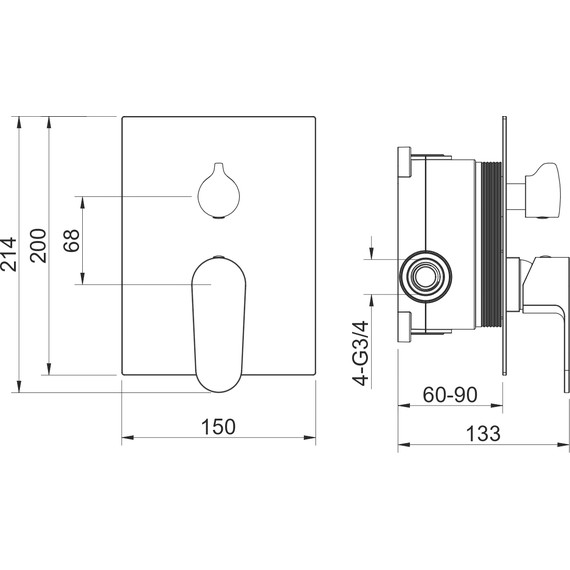 Смеситель для ванны Aquatek Оберон AQ1246BG (со скрытой частью) золото шлифованное, Цвет производителя: золото шлифованное фото 4