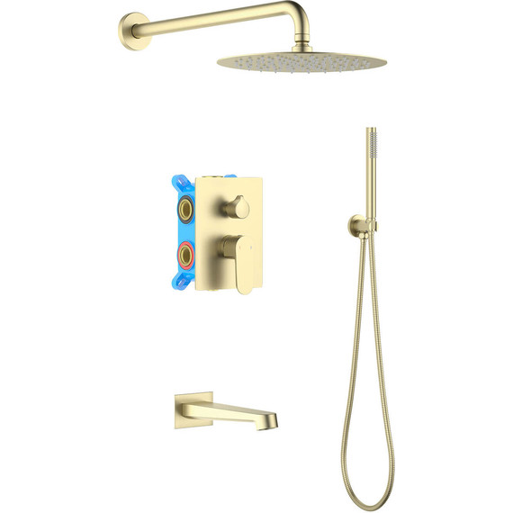 Душевая система для ванны Aquatek Оберон AQ1273BG (со скрытой частью) золото шлифованное, Цвет производителя: золото шлифованное фото 2