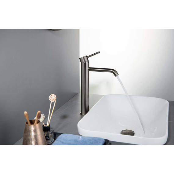 Смеситель для раковины высокий Aquatek Европа AQ1304BGM, чёрный хром шлифованный, Цвет производителя: оружейная сталь - 4 Смеситель для раковины высокий Aquatek Европа AQ1304BGM, чёрный хром шлифованный, Цвет производителя: оружейная сталь фото 4