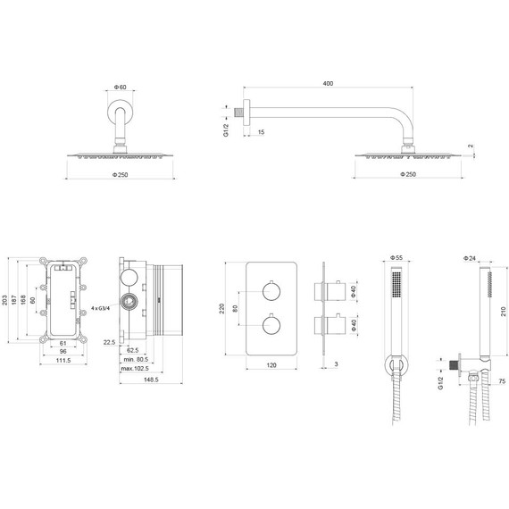 Душевая система для душа Aquatek Европа AQ1376BGM (со скрытой частью) чёрный хром шлифованный, Цвет производителя: оружейная сталь - 3 Душевая система для душа Aquatek Европа AQ1376BGM (со скрытой частью) чёрный хром шлифованный, Цвет производителя: оружейная сталь фото 3