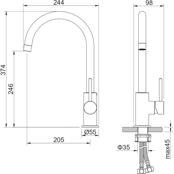 Смеситель для кухни Aquatek Европа AQ1382BG, золото шлифованное, Цвет производителя: золото шлифованное фото 10
