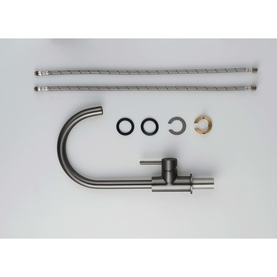 Смеситель для кухни Aquatek Европа AQ1382BGM, чёрный хром шлифованный, Цвет производителя: оружейная сталь фото 9