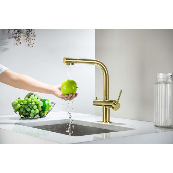 Смеситель для кухни Aquatek Европа AQ1385BG, золото шлифованное, Цвет производителя: золото шлифованное фото 4