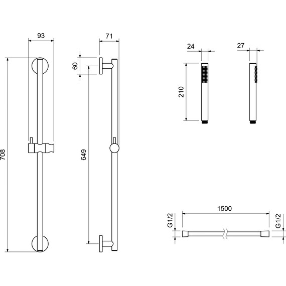 Душевой гарнитур Aquatek Европа AQ2012BGM, чёрный хром шлифованный фото 10