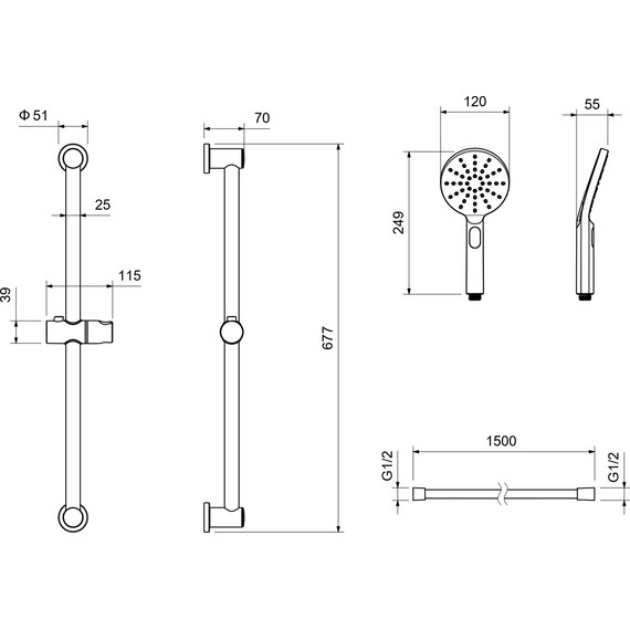 Душевой гарнитур Aquatek Оберон AQ2016BG, золото шлифованное фото 11