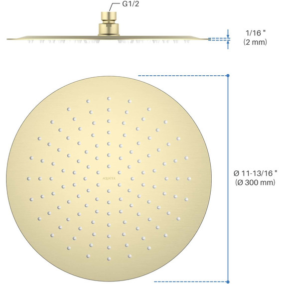 Верхний душ Aquatek 300x300 AQ2075BG, золото шлифованное фото 8