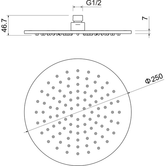 Верхний душ Aquatek 250x250 AQ2077BGM, чёрный хром шлифованный фото 3