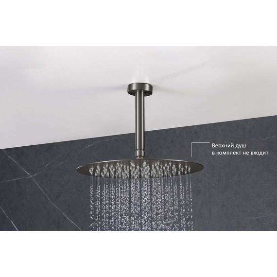 Кронштейн потолочный для верхнего душа Aquatek 150 мм AQ2171BGM, чёрный хром шлифованный фото 4