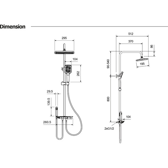 Душевая стойка Aquatek Поларис AQ3040BGM (с гигиеническим душем) чёрный хром шлифованный, Цвет производителя: оружейная сталь фото 16