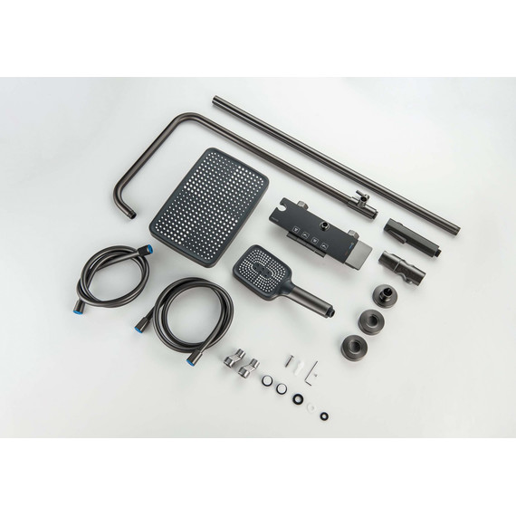 Душевая стойка Aquatek Поларис AQ3040BGM (с гигиеническим душем) чёрный хром шлифованный, Цвет производителя: оружейная сталь фото 4