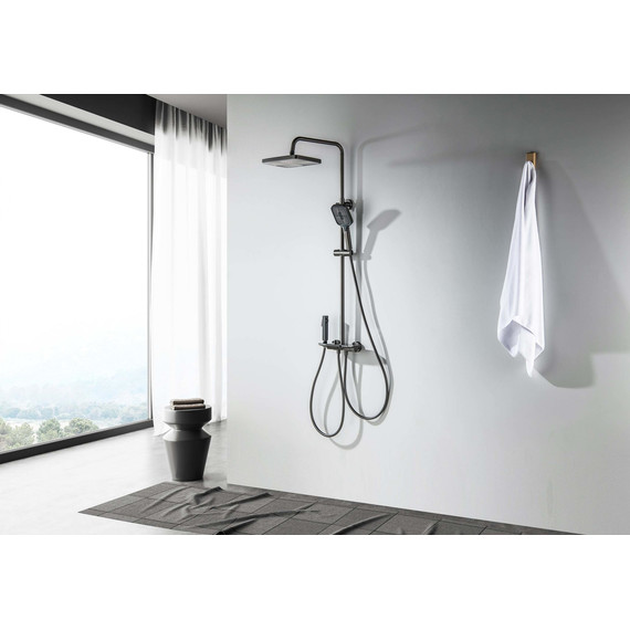 Душевая стойка Aquatek Поларис AQ3040BGM (с гигиеническим душем) чёрный хром шлифованный, Цвет производителя: оружейная сталь фото 5