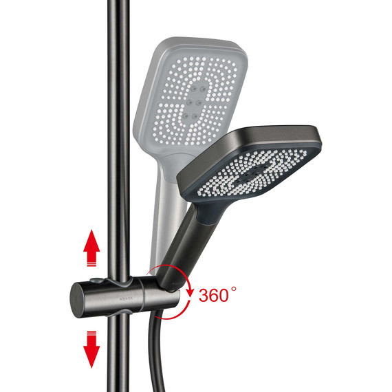 Душевая стойка Aquatek Поларис AQ3040BGM (с гигиеническим душем) чёрный хром шлифованный, Цвет производителя: оружейная сталь фото 6