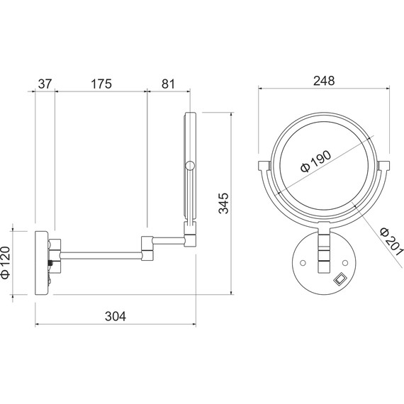 Зеркало косметическое настенное Aquatek AQ4912BG, цвет золото шлифованное фото 9