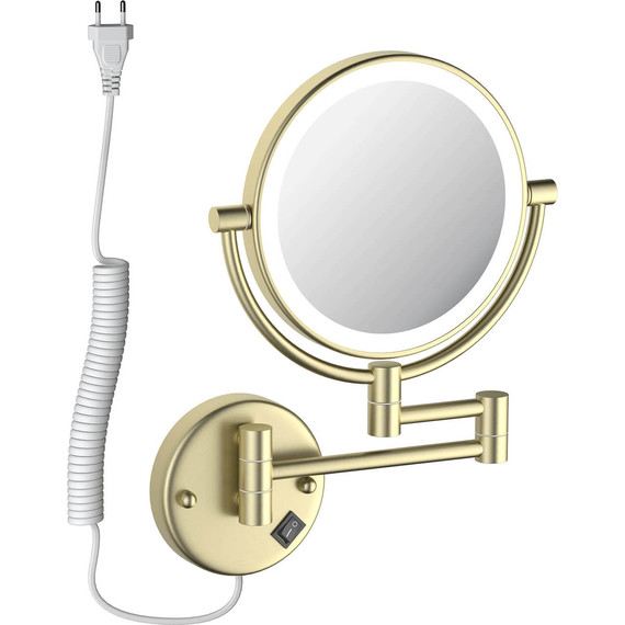 Зеркало косметическое настенное Aquatek AQ4915BG, цвет золото шлифованное фото 2