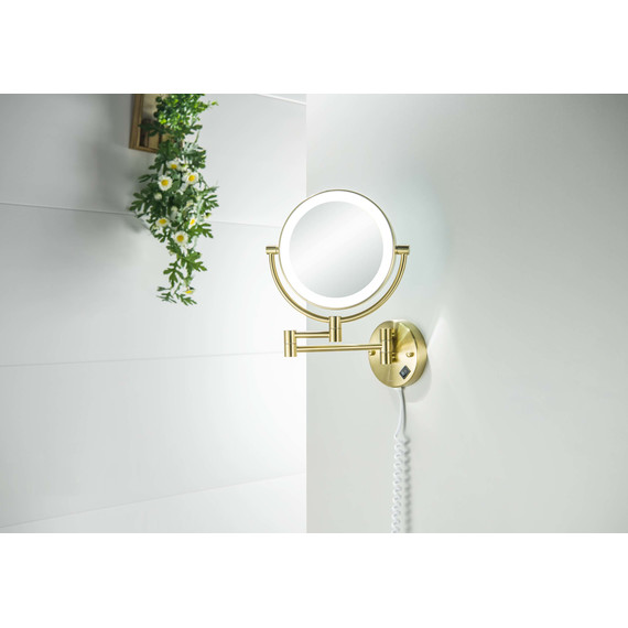 Зеркало косметическое настенное Aquatek AQ4915BG, цвет золото шлифованное фото 7