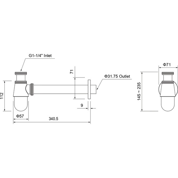 Сифон для умывальника Aquatek AQ6014BG, золото шлифованное фото 7