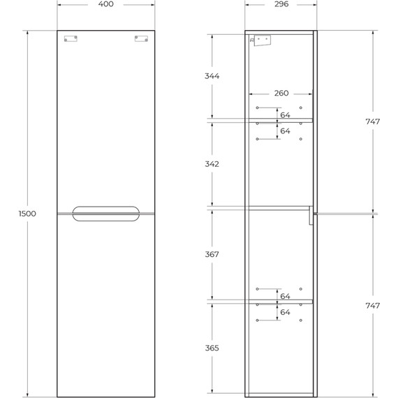 Пенал подвесной BelBagno ETNA-1500-2A-SC-RN-P-R 40 см, правый, Rovere Nature - 5 Пенал подвесной BelBagno ETNA-1500-2A-SC-RN-P-R 40 см, правый, Rovere Nature фото 5