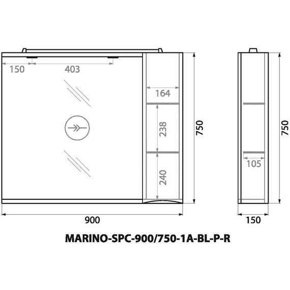 Зеркало-шкаф BelBagno 90 см MARINO-SPC-900/750-1A-BL-P-R, Bianco Lucido - 14 Зеркало-шкаф BelBagno 90 см MARINO-SPC-900/750-1A-BL-P-R, Bianco Lucido фото 14