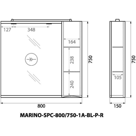 Зеркало-шкаф BelBagno 80 см MARINO-SPC-800/750-1A-BL-P-R, Bianco Lucido - 14 Зеркало-шкаф BelBagno 80 см MARINO-SPC-800/750-1A-BL-P-R, Bianco Lucido фото 14