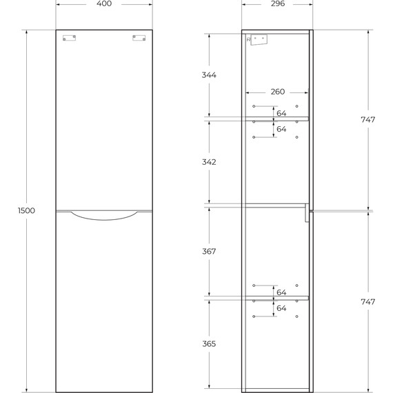 Пенал подвесной BelBagno FLY-MARINO-1500-2A-SC-RG-P-R 40 см, правый, Rovere Grigio - 7 Пенал подвесной BelBagno FLY-MARINO-1500-2A-SC-RG-P-R 40 см, правый, Rovere Grigio фото 7