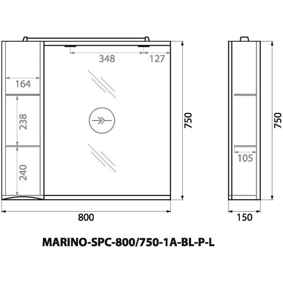 Зеркало-шкаф BelBagno 80 см MARINO-SPC-800/750-1A-BL-P-L, Bianco Lucido - 14 Зеркало-шкаф BelBagno 80 см MARINO-SPC-800/750-1A-BL-P-L, Bianco Lucido фото 14