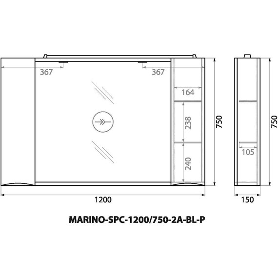 Зеркало-шкаф BelBagno 120 см MARINO-SPC-1200/750-2A-BL-P, Bianco Lucido - 12 Зеркало-шкаф BelBagno 120 см MARINO-SPC-1200/750-2A-BL-P, Bianco Lucido фото 12