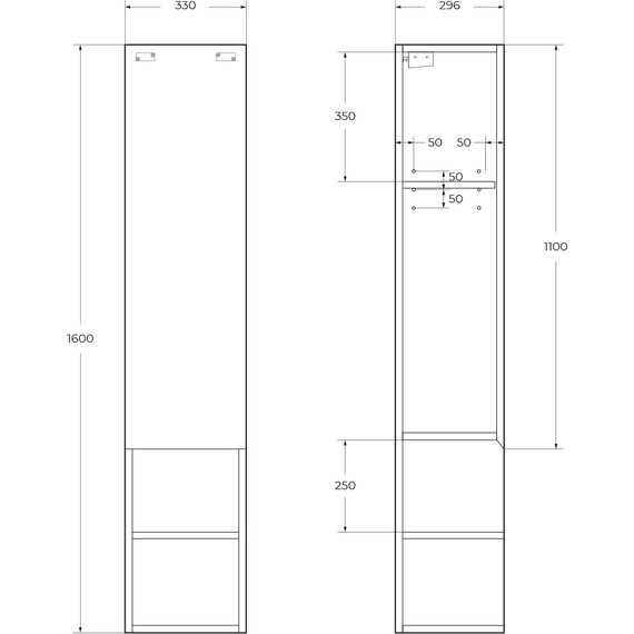 Пенал подвесной BelBagno KRAFT-1600-1A-SC-RT-R 33 см, Rovere Tabacco фото 6