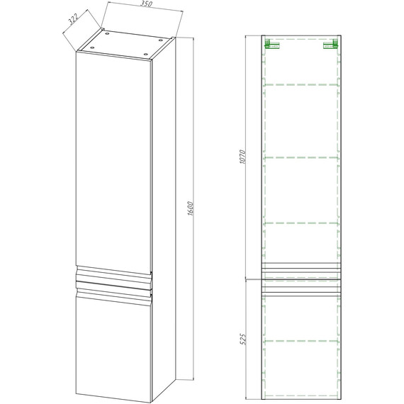 Пенал подвесной Aquatek 35 см AQ70035R-MW, белый матовый - 4 Пенал подвесной Aquatek 35 см AQ70035R-MW, белый матовый фото 4