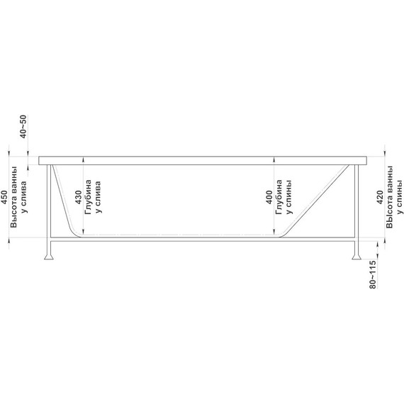 Ванна акриловая Bas Веста 170x75 L фото 4