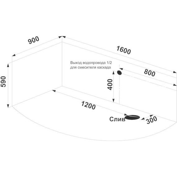 Ванна акриловая Bas Сагра 160x90 L фото 8