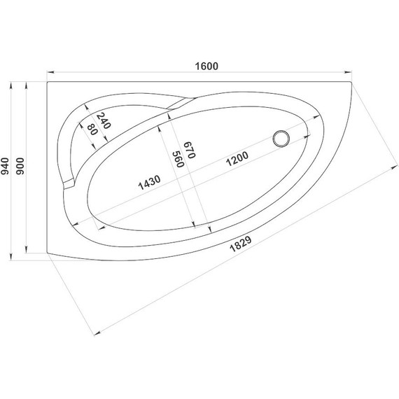 Ванна акриловая Bas Сагра 160x90 R фото 9