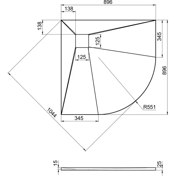 Каменный поддон Bas Essentia 90x90 см, графит (полукруглый) фото 5