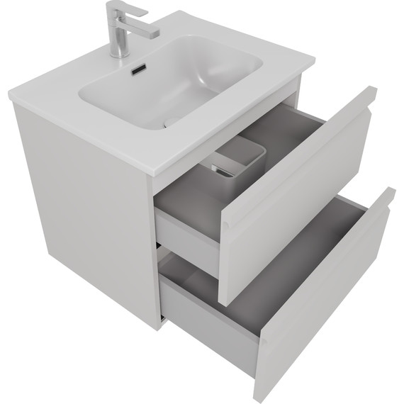 Тумба подвесная с раковиной Aquatek 60 см AQ77060-LG, серый туман фото 2