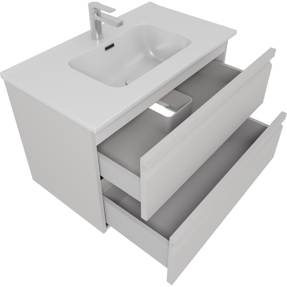 Тумба подвесная с раковиной-столешницей Aquatek 80 см AQ77080-LG, серый туман фото 2