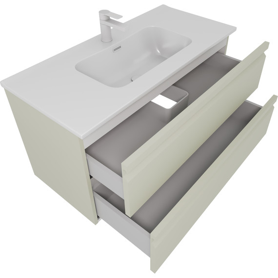 Тумба подвесная с раковиной-столешницей Aquatek 100 см AQ77100-GS, шалфей зеленый фото 2