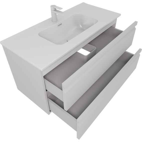 Тумба подвесная с раковиной-столешницей Aquatek 100 см AQ77100-LG, серый туман фото 2