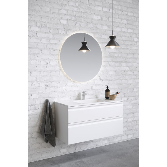 Тумба подвесная с раковиной-столешницей Aquatek 100 см AQ77100-MW, белый матовый фото 4