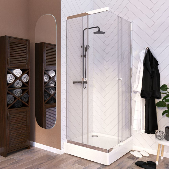 Душевое ограждение Радомир Берген SQ 90x90 см, хром/прозрачное фото 