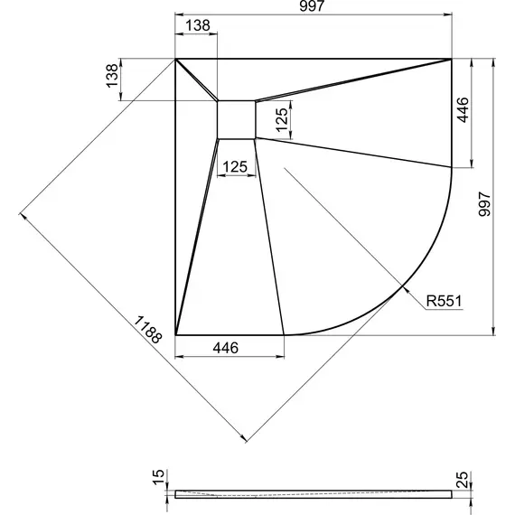 Каменный поддон Bas Essentia 100x100 см (полукруглый) фото 3