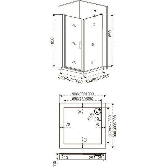Душевое ограждение Bas Fantasy CR-90-С-CH 90x90 см, хром/прозрачное фото 4