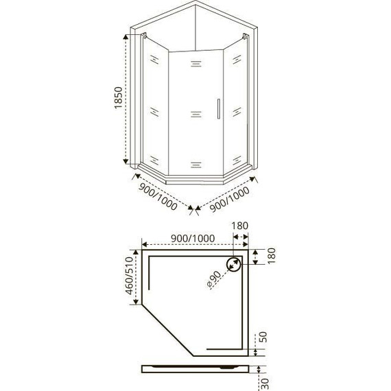 Душевое ограждение Bas Fantasy PNT-100-C-CH 100x100 см, хром/прозрачное фото 3