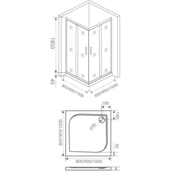 Душевое ограждение Bas Infinity CR-120-90-C-CH 120x90 см, хром/прозрачное фото 4